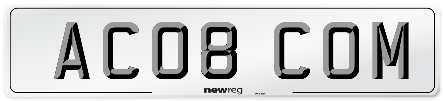 AC08 COM Number Plate from New Reg